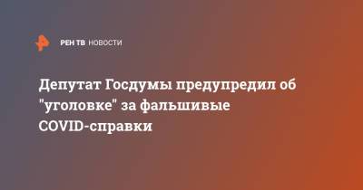 Депутат Госдумы предупредил об "уголовке" за фальшивые COVID-справки