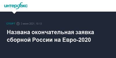 Названа окончательная заявка сборной России на Евро-2020