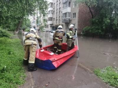 В Ростове-на-Дону спасатели эвакуировали собаку из залитого водой двора (фото)