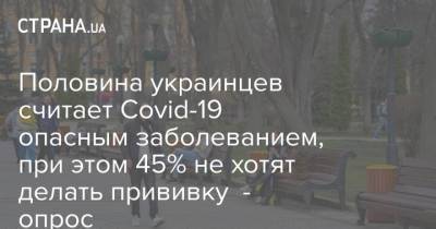 Половина украинцев считает Covid-19 опасным заболеванием, при этом 45% не хотят делать прививку - опрос