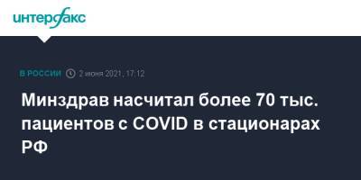 Минздрав насчитал более 70 тыс. пациентов с COVID в стационарах РФ