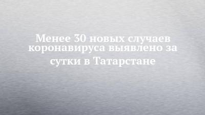 Менее 30 новых случаев коронавируса выявлено за сутки в Татарстане