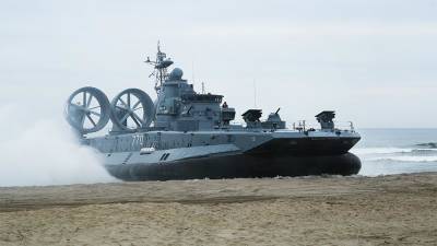 В Ленобласти на пляже «припарковался» военный корабль