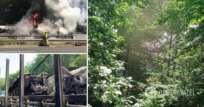 ДТП в Польше: эвакуаторы с танками загорелись – фото и видео