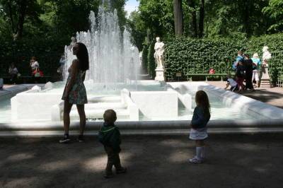 Петербуржцев возмутили купающиеся в фонтане Летнего сада дети