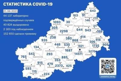 Четыре района Тверской области вырвались в лидеры по количеству заражённых коронавирусом