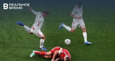 Дания открыла счет в матче с Россией на 38-й минуте игры на Евро-2020