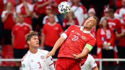 Дзюба отыграл один мяч сборной России в игре против Дании на Евро-2020