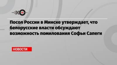 Посол России в Минске утверждает, что белорусские власти обсуждают возможность помилования Софьи Сапеги