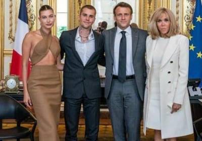 Джастин и Хейли Бибер нарушили дресс-код на встрече с президентом и первой леди Франции