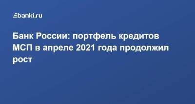 Банк России: портфель кредитов МСП в апреле 2021 года продолжил рост