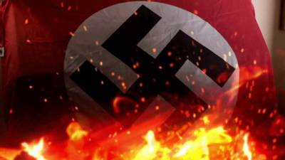 Партия ОПЗЖ потребовала запретить неонацистские организации и сожгла фашистские знамена - news-front.info - Украина - Киев - Львов