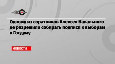 Одному из соратников Алексея Навального не разрешили собирать подписи к выборам в Госдуму
