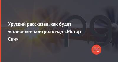Уруский рассказал, как будет установлен контроль над «Мотор Сич»