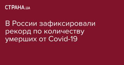 В России зафиксировали рекорд по количеству умерших от Covid-19