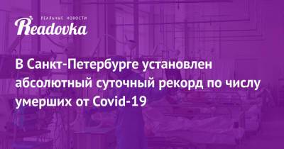 В Санкт-Петербурге установлен абсолютный суточный рекорд по числу умерших от Covid-19