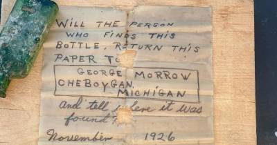 Письмо в бутылке, найденное в штате Мичиган, попало к адресату через 95 лет