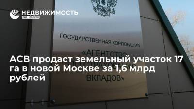 АСВ продаст земельный участок 17 га в новой Москве за 1,6 млрд рублей