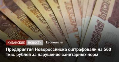 Предприятия Новороссийска оштрафовали на 560 тыс. рублей за нарушение санитарных норм