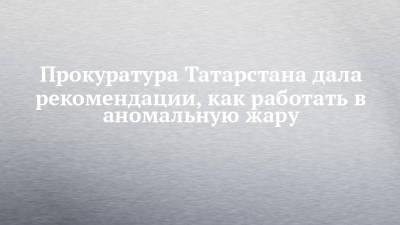 Прокуратура Татарстана дала рекомендации, как работать в аномальную жару