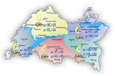 Грозы и сильный ветер не собьют 35-градусную жару в Татарстане