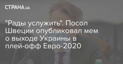 "Рады услужить". Посол Швеции опубликовал мем о выходе Украины в плей-офф Евро-2020
