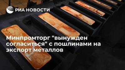 Минпромторг "вынужден согласиться" с введением пошлин на экспорт металлопродукции из России