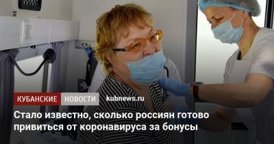 Стало известно, сколько россиян готово привиться от коронавируса за бонусы
