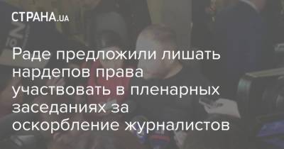 Раде предложили лишать нардепов права участвовать в пленарных заседаниях за оскорбление журналистов