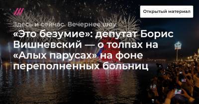 «Это безумие»: депутат Борис Вишневский — о толпах на «Алых парусах» на фоне переполненных больниц
