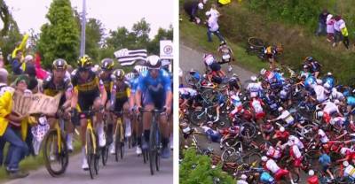Фанатка с плакатом спровоцировала крупную аварию на "Тур де Франс"