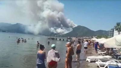 На курорте Мармарис в Турции начался лесной пожар (фото, видео)