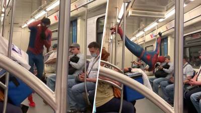 Танец «Человека-паука» в московском метро попал на видео