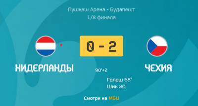 Евро-2020: Нидерланды – Чехия 0:2. Чехи одерживают сенсационную победу и мира
