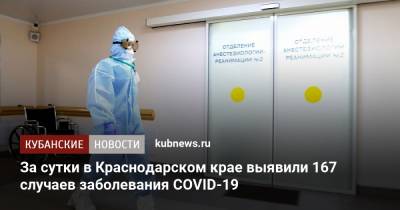 За сутки в Краснодарском крае выявили 167 случаев заболевания COVID-19