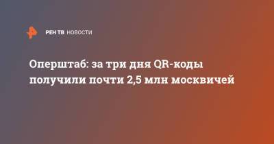 Оперштаб: за три дня QR-коды получили почти 2,5 млн москвичей