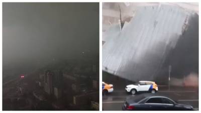 Москва погрузилась во "тьму" посреди дня, ураган сносит крыши, затапливает метро: кадры разгула стихии