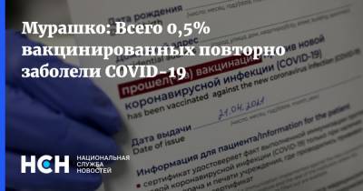 Мурашко: Всего 0,5% вакцинированных повторно заболели COVID-19