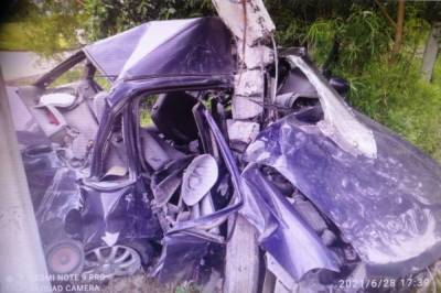 В Хабаровском крае водитель вылетел в кювет и врезался в столб