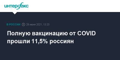 Полную вакцинацию от COVID прошли 11,5% россиян