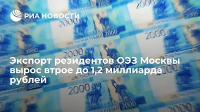 Экспорт резидентов ОЭЗ Москвы вырос втрое до 1,2 миллиарда рублей