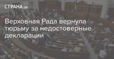 Верховная Рада вернула тюрьму за недостоверные декларации - strana.ua - Украина