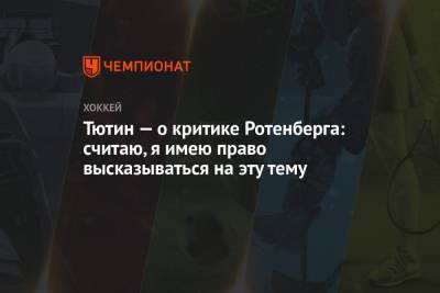 Тютин — о критике Ротенберга: считаю, я имею право высказываться на эту тему