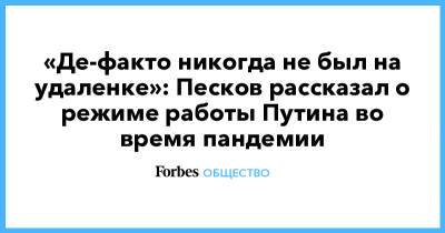 «Де-факто никогда не был на удаленке»: Песков рассказал о режиме работы Путина во время пандемии