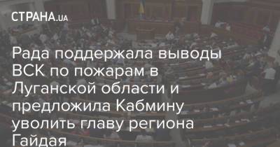 Рада поддержала выводы ВСК по пожарам в Луганской области и предложила Кабмину уволить главу региона Гайдая