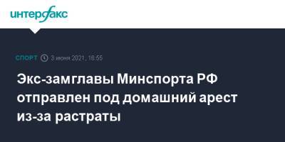 Экс-замглавы Минспорта РФ отправлен под домашний арест из-за растраты