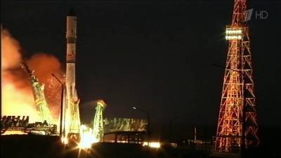 С космодрома Байконур ночью стартовала ракета-носитель «Союз» с кораблем «Прогресс»