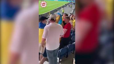 Болельщику с российским флагом на матче Украина–Швеция порвали футболку