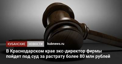 В Краснодарском крае экс-директор фирмы пойдет под суд за растрату более 80 млн рублей
