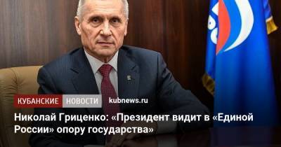 Николай Гриценко: «Президент видит в «Единой России» опору государства»